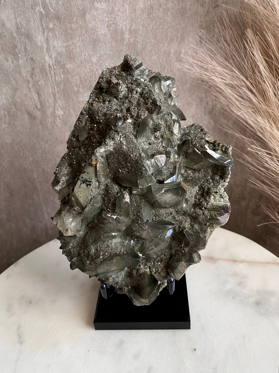 Black Dogtooth Calcite with Pyrite (Large)