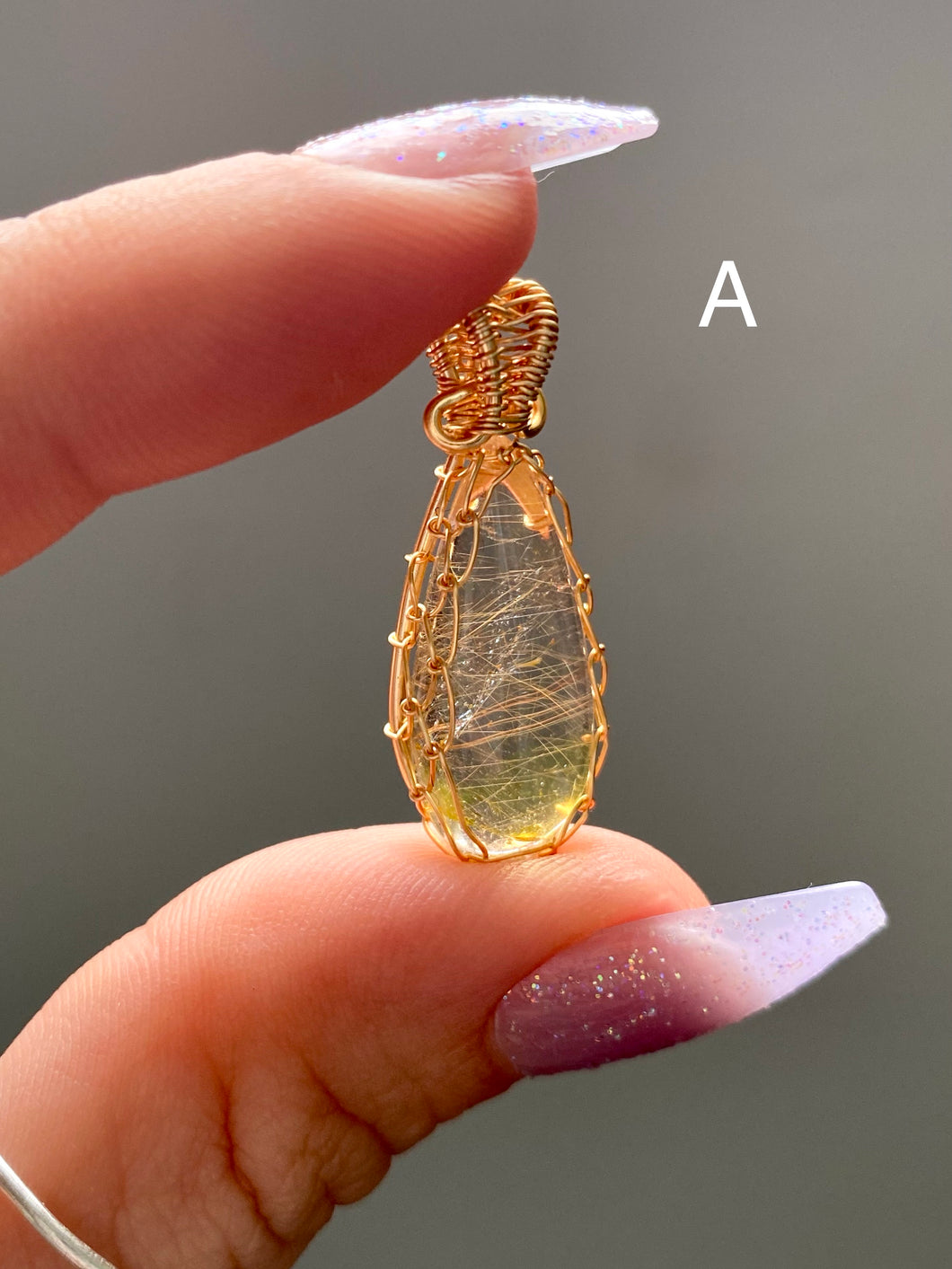 Wire Wrapped Rutile Quartz Pendants