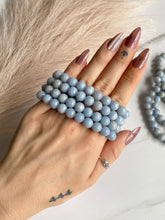 Load image into Gallery viewer, Angelite crystal bracelet, Angelite beaded bracelet,  modeled stack
