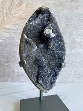 Load image into Gallery viewer, Black Amethyst crystal, amethyst crystal on stand, large amethyst, close up
