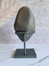 Load image into Gallery viewer, Black Amethyst crystal, amethyst crystal on stand, large amethyst, back
