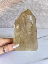 Load image into Gallery viewer, Natural Citrine Crystal Tower, Brazilian Citrine, citrine statement tower, size reference 
