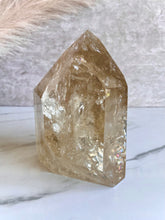 Load image into Gallery viewer, Natural Citrine Crystal Tower, Brazilian Citrine, citrine statement tower, side J
