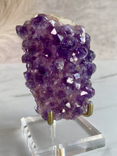 Load image into Gallery viewer, Amethyst on Calcite crystal, close-up
