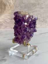 Load image into Gallery viewer, Amethyst on Calcite crystal, side
