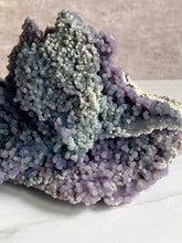 Load image into Gallery viewer, large grape agate crystal, botryoidal chalcedony crystal, purple grape agate specimen, close up
