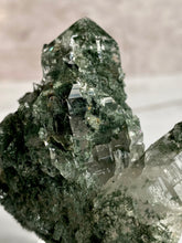 Load image into Gallery viewer, himalayan quartz cluster, chlorite phantom quartz, rutile quartz, close up
