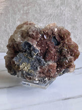 Load image into Gallery viewer, benz calcite crystal, purple calcite with pyrite, red pagoda calcite, large calcite, front 2
