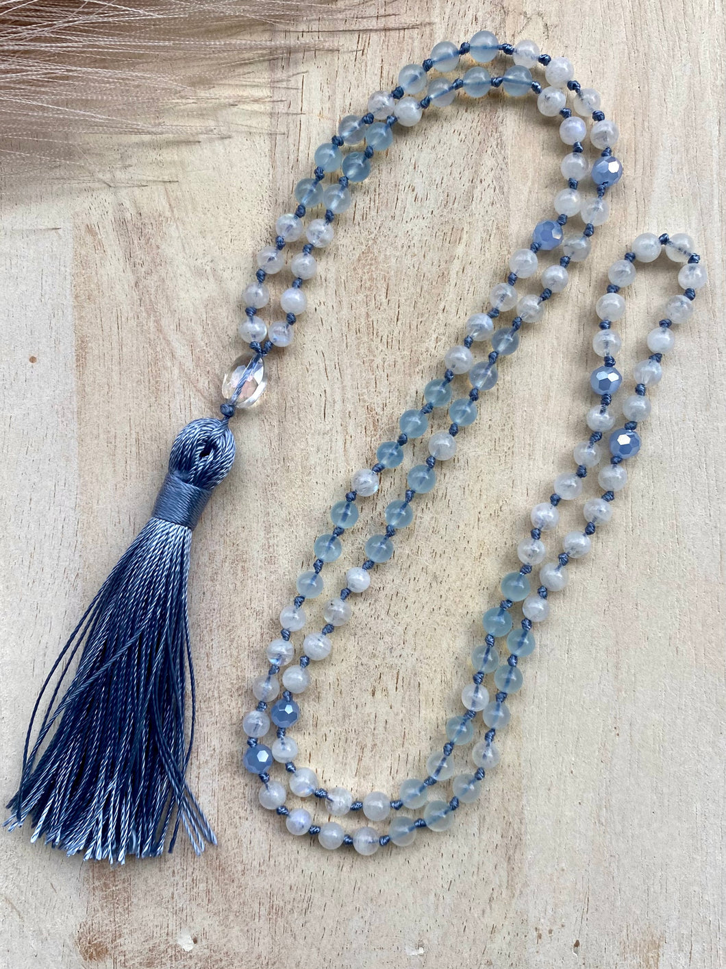 Traditional 108 Bead Mala - Aqua (Handmade)