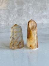 Load image into Gallery viewer, Amphibole quartz tower, yellow, details
