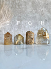 Load image into Gallery viewer, Amphibole quartz tower, yellow, variant efgh front
