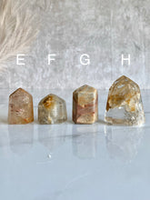 Load image into Gallery viewer, Amphibole quartz tower, yellow, variant efgh back
