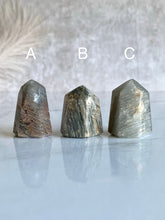 Load image into Gallery viewer, Amphibole quartz, actinolite quartz tower, variant abc back
