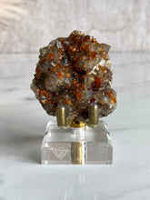 Load image into Gallery viewer, Spessartine garnet and smoky quartz cluster, garnet and smoky quartz, front
