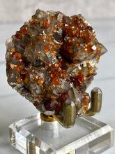 Load image into Gallery viewer, Spessartine garnet and smoky quartz cluster, garnet and smoky quartz, details
