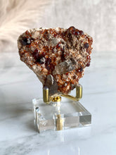 Load image into Gallery viewer, Spessartine garnet and smoky quartz cluster, garnet and smoky quartz,  side
