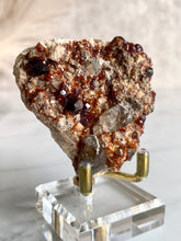 Load image into Gallery viewer, Spessartine garnet and smoky quartz cluster, garnet and smoky quartz, details
