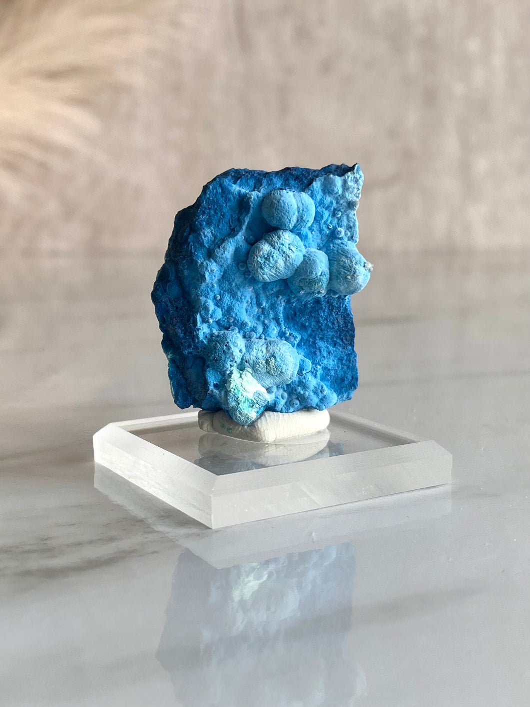 shattuckite, blue shattuckite crystal, shattuckite and chrysocolla, front