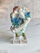 Load image into Gallery viewer, Shattuckite crystal, Shattuckite and Quartz mineral specimen, Shattuckite in Quartz, front
