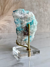 Load image into Gallery viewer, Shattuckite crystal, Shattuckite and Quartz mineral specimen, Shattuckite in Quartz, back
