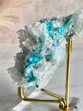 Load image into Gallery viewer, Shattuckite crystal, Shattuckite and Quartz mineral specimen, Shattuckite in Quartz, side 2
