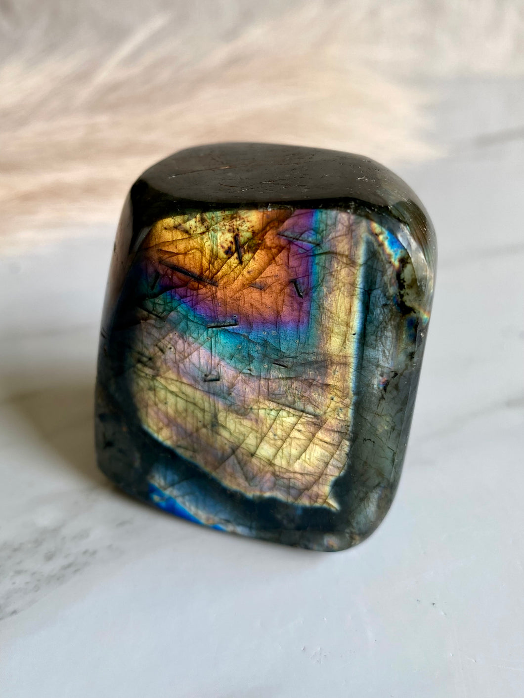 labradorite crystal, labradorite freeform, rainbow labradorite, front