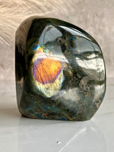 Load image into Gallery viewer, labradorite crystal, labradorite freeform, rainbow labradorite, back
