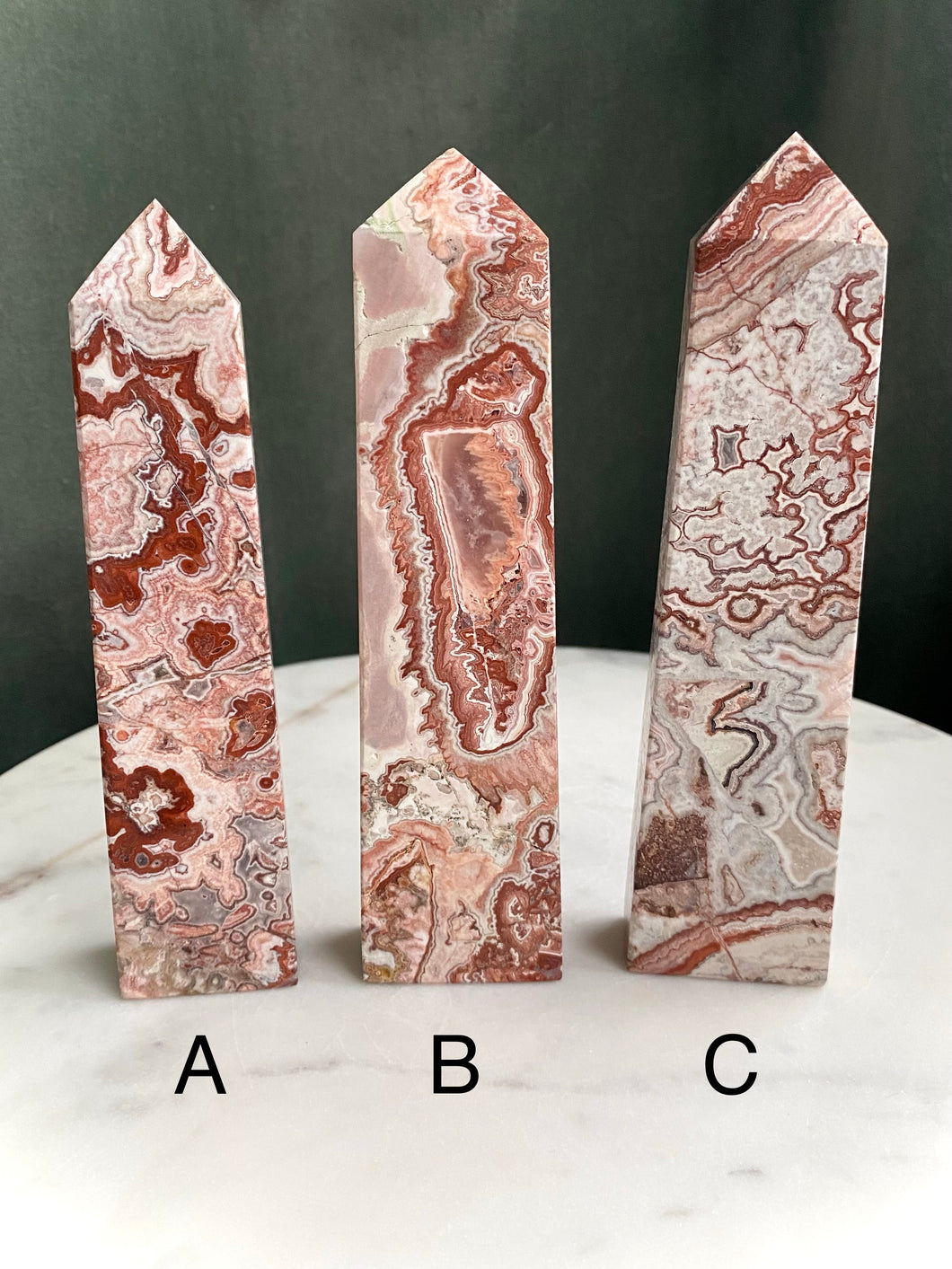 Large Pink Lace Agate Towers