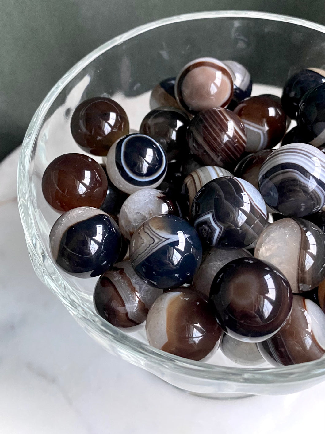 Mini Banded Black Agate & Quartz Spheres