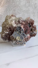 Load and play video in Gallery viewer, benz calcite crystal, purple calcite with pyrite, red pagoda calcite, large calcite, video
