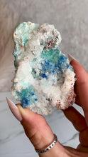 Load and play video in Gallery viewer, Shattuckite crystal, Shattuckite and Quartz mineral specimen, Shattuckite in Quartz, video
