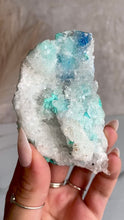 Load and play video in Gallery viewer, Shattuckite crystal, Shattuckite and Quartz mineral specimen, Shattuckite in Quartz, video
