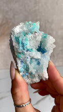 Load and play video in Gallery viewer, Shattuckite crystal, Shattuckite and Quartz mineral specimen, Shattuckite in Quartz, video
