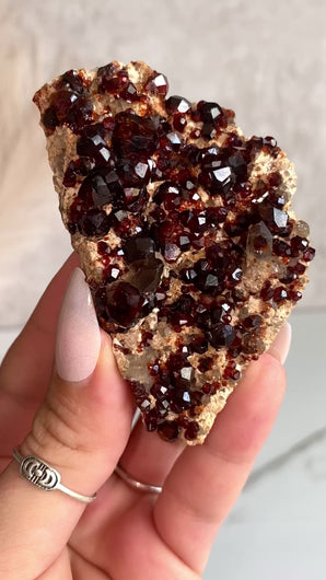 Spessartine garnet and smoky quartz cluster, garnet and smoky quartz,  video